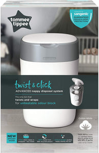 Tommee Tippee Twist & Click Nappy Disposal Bin - Cotton White